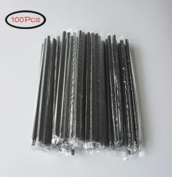 100Pcs-Black-Straw-190mm-Long-Wedding-Party-Cocktail-Supplies-Kitchen-Accessories-Disposable-Individual-Packaging-Plastic-DIY